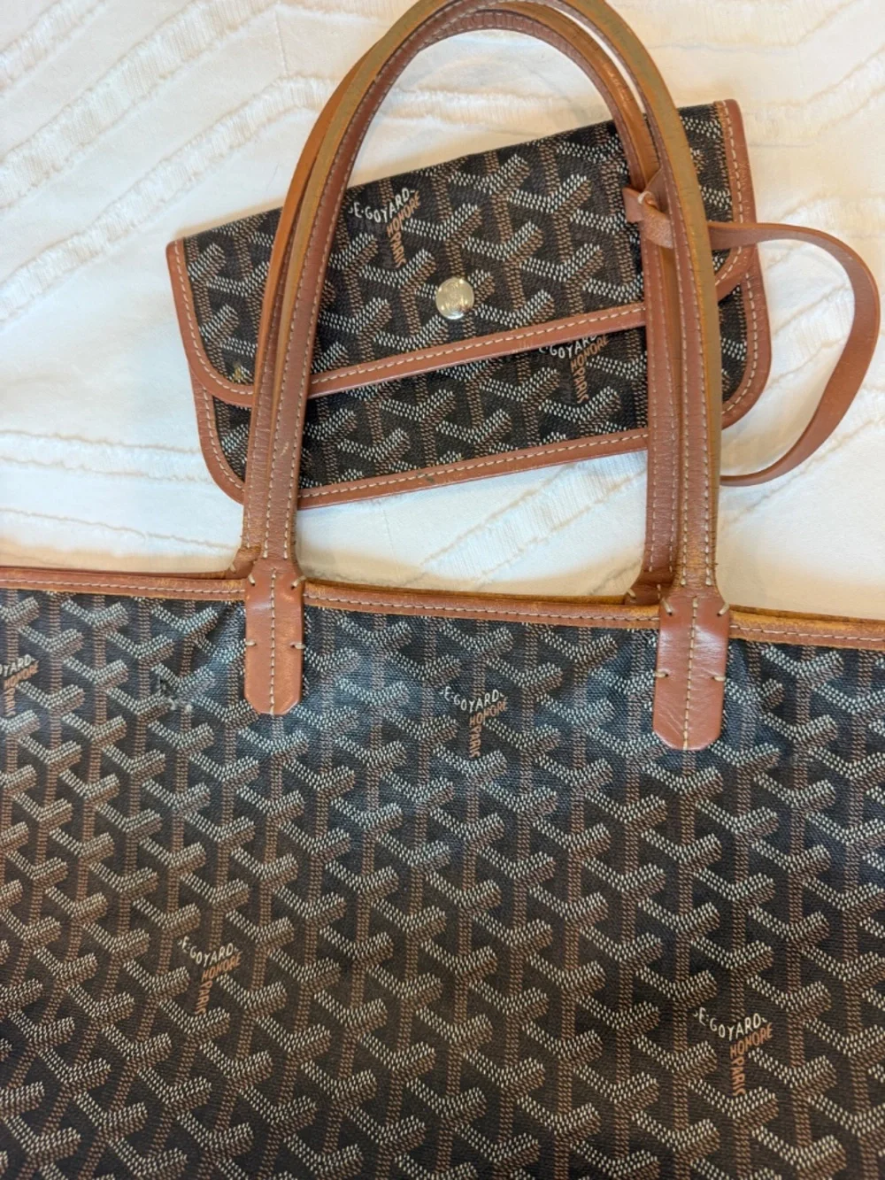 Authentic GOYARD ST. LOUIS TOTE PM, Black and Tan - Picture 15 of 15